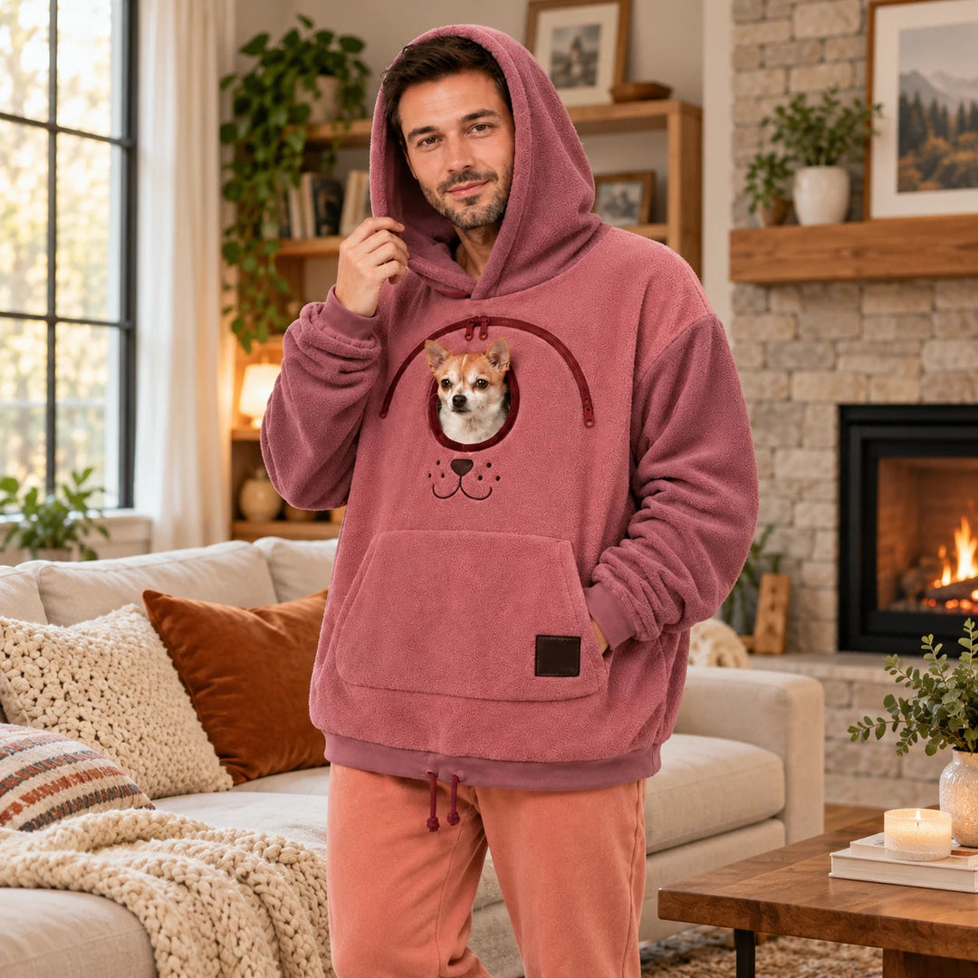 Men's Small Dog Pouch Hoodie - Hands-Free Carrier