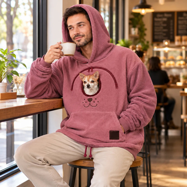 Men's Small Dog Pouch Hoodie - Hands-Free Carrier