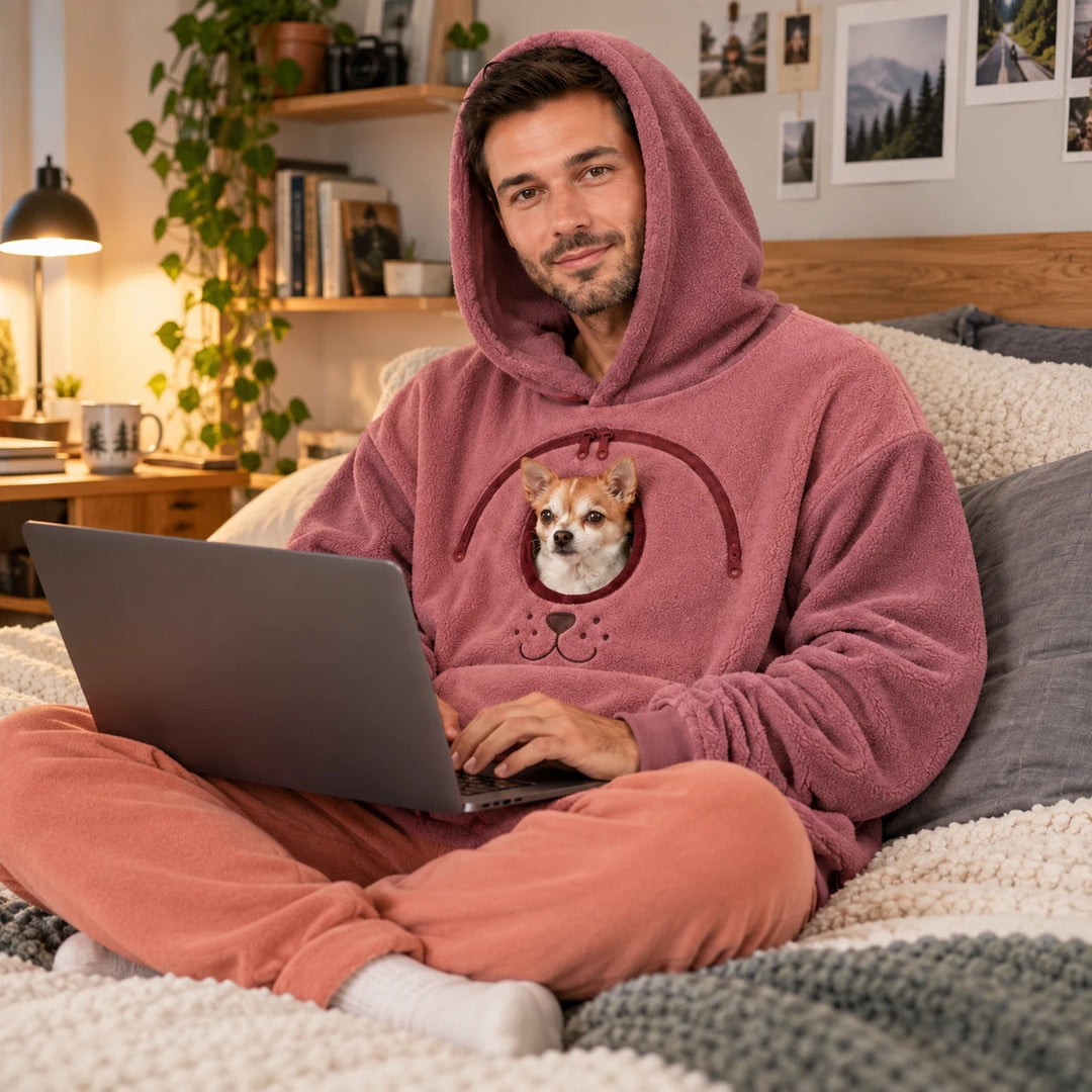 Men's Small Dog Pouch Hoodie - Hands-Free Carrier