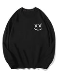 Men's Smiley Face Print Sweatshirt – Relaxed Fit Crew Neck