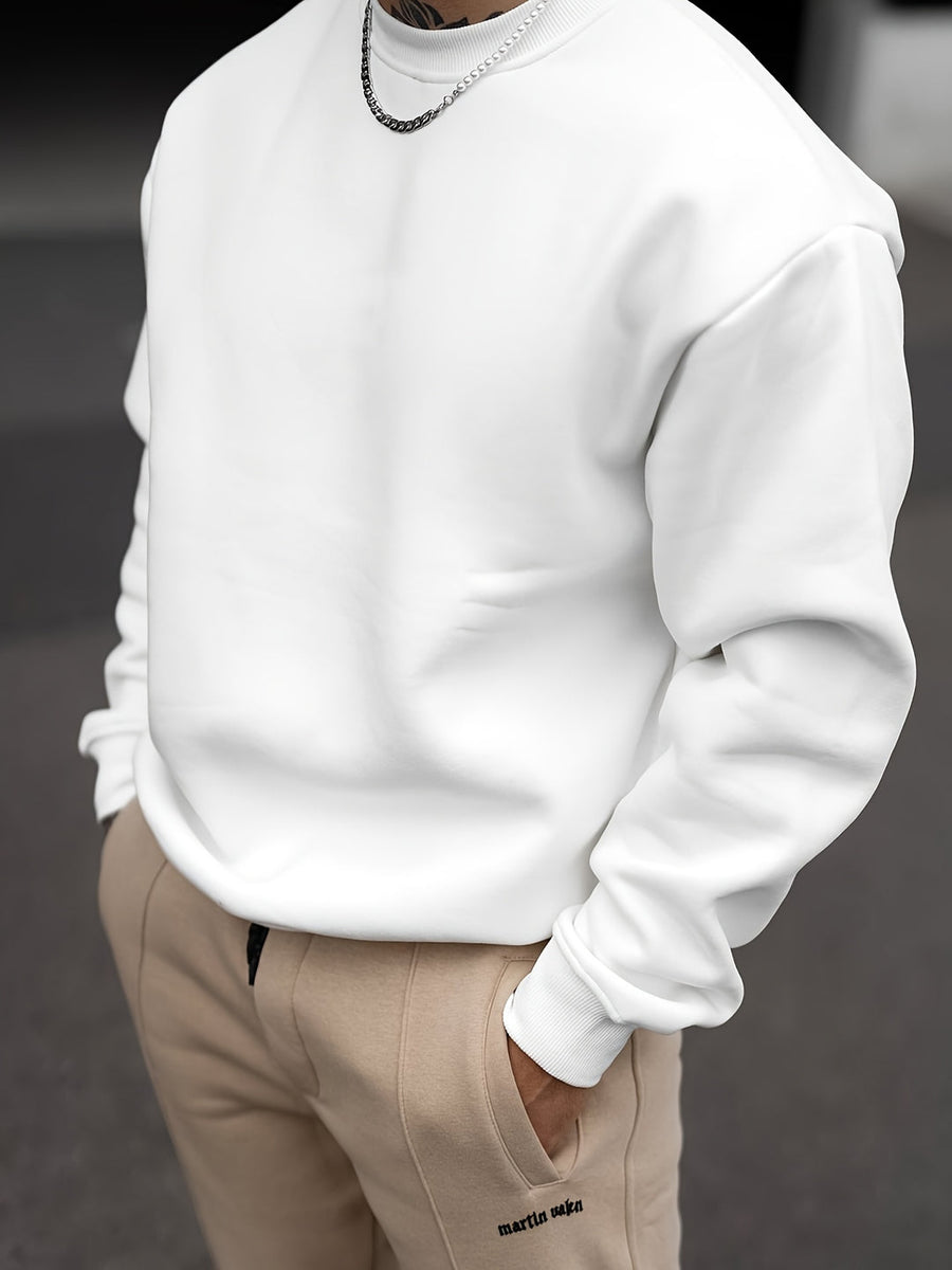 Men's Solid Crew Neck Sweatshirt - Classic Casual