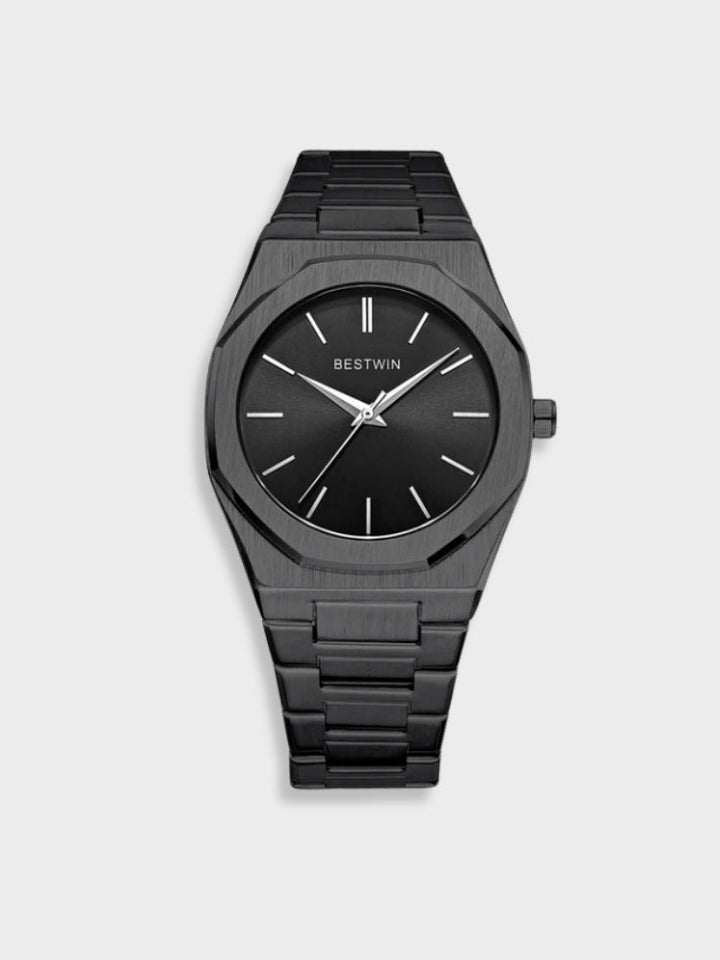Men's Stainless Steel Vintage Watch - Classic Elegance - Black-Silver