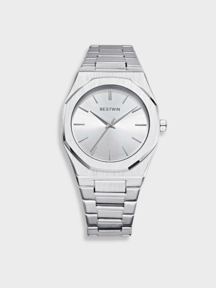 Men's Stainless Steel Vintage Watch - Classic Elegance - Silver