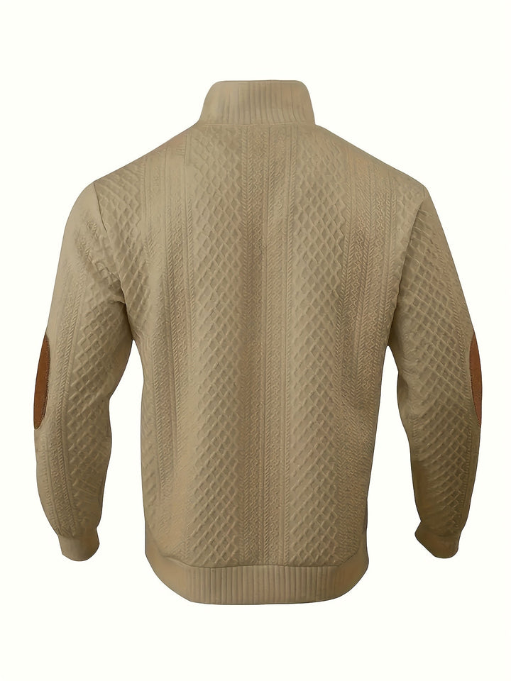 Men's Stand Collar Button Henley Sweater - Relaxed Fit