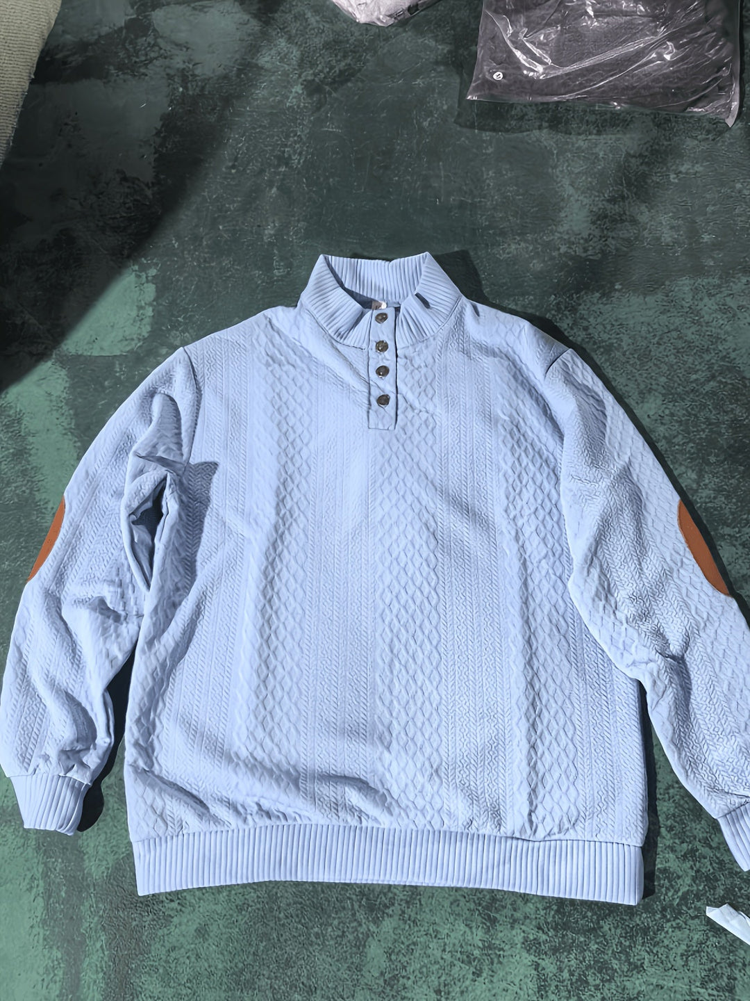 Men's Stand Collar Button Henley Sweater - Relaxed Fit