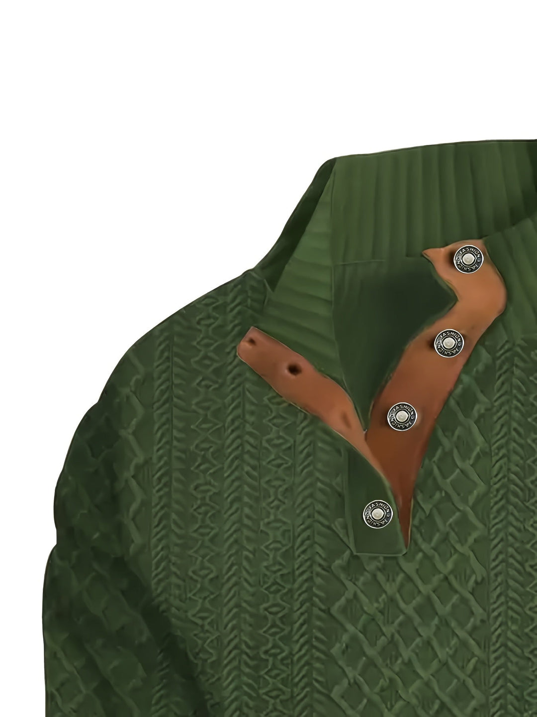 Men's Stand Collar Button Henley Sweater - Relaxed Fit
