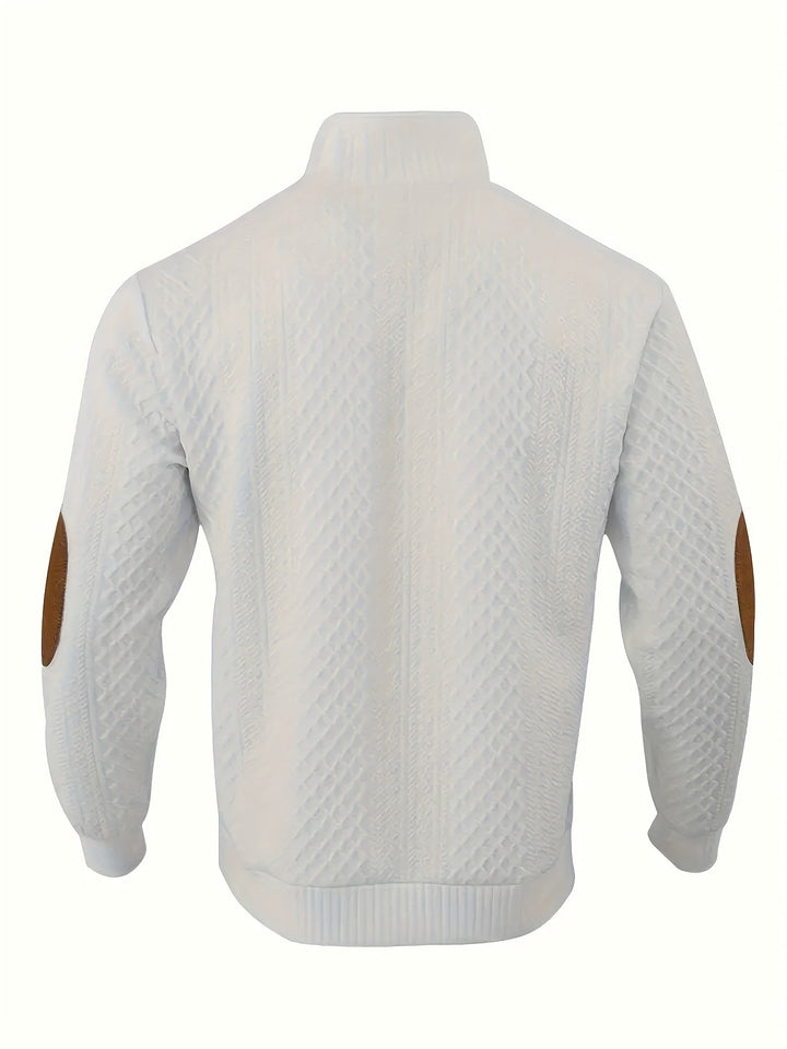 Men's Stand Collar Button Henley Sweater - Relaxed Fit