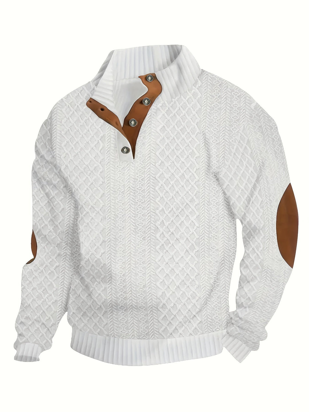 Men's Stand Collar Button Henley Sweater - Relaxed Fit