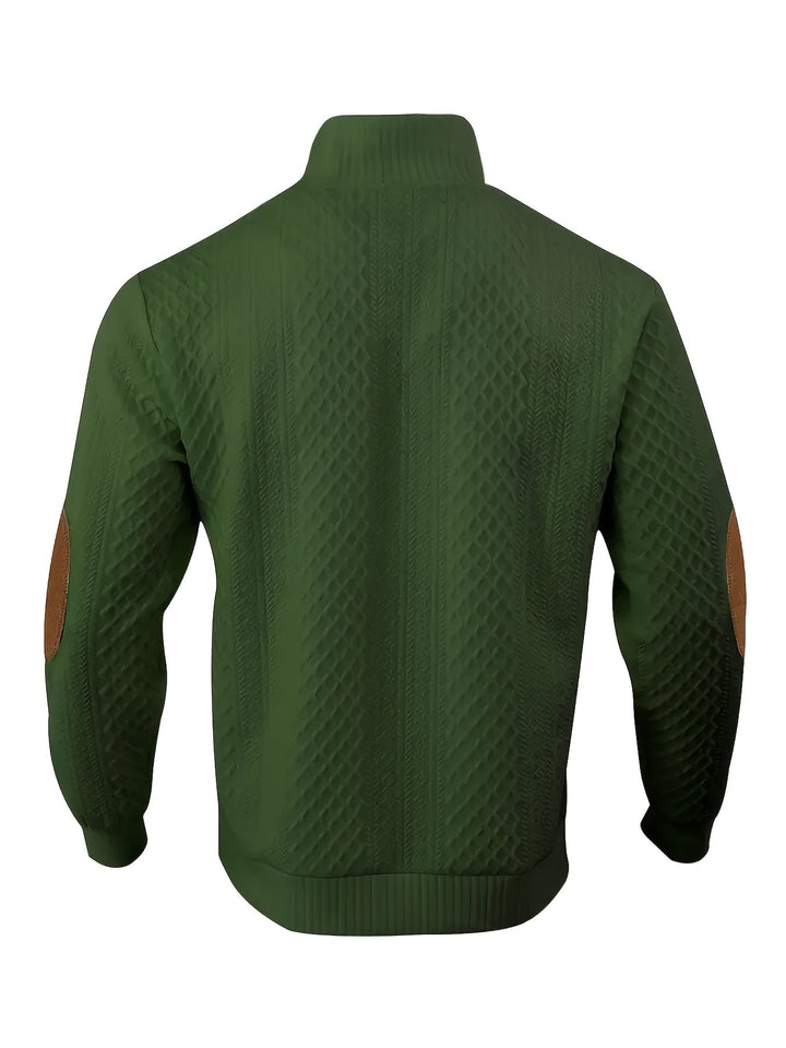Men's Stand Collar Button Henley Sweater - Relaxed Fit