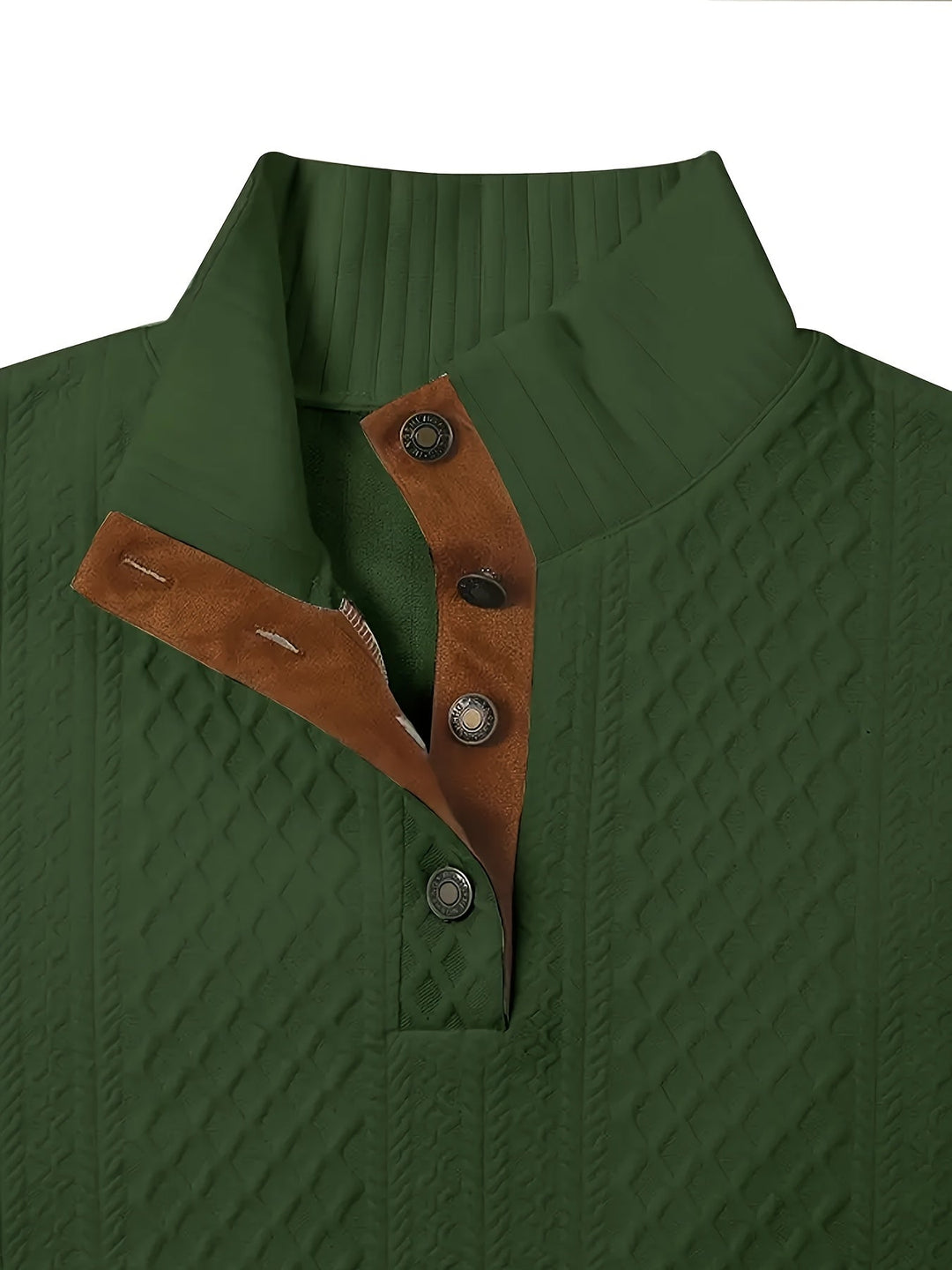 Men's Stand Collar Button Henley Sweater - Relaxed Fit