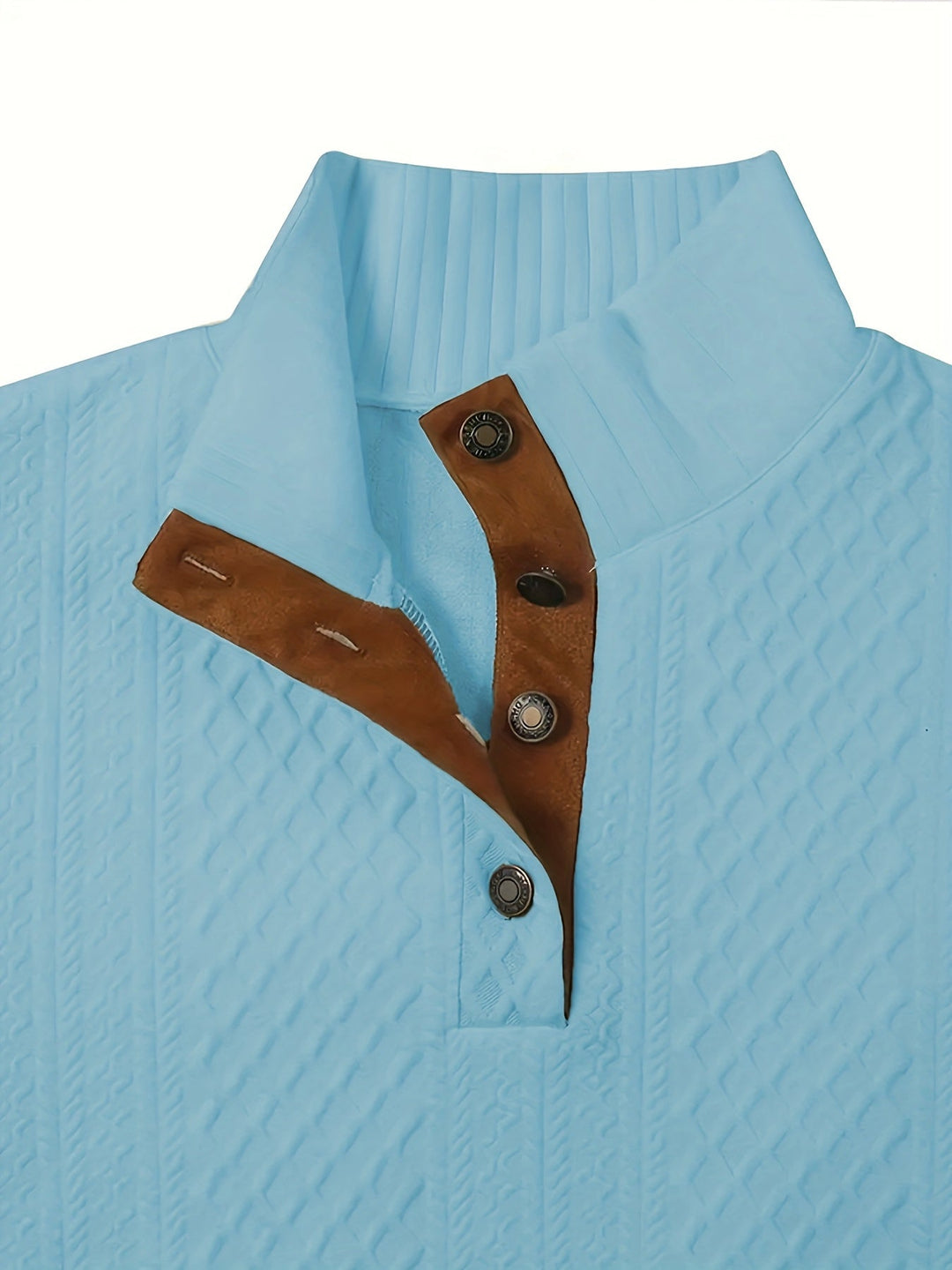 Men's Stand Collar Button Henley Sweater - Relaxed Fit