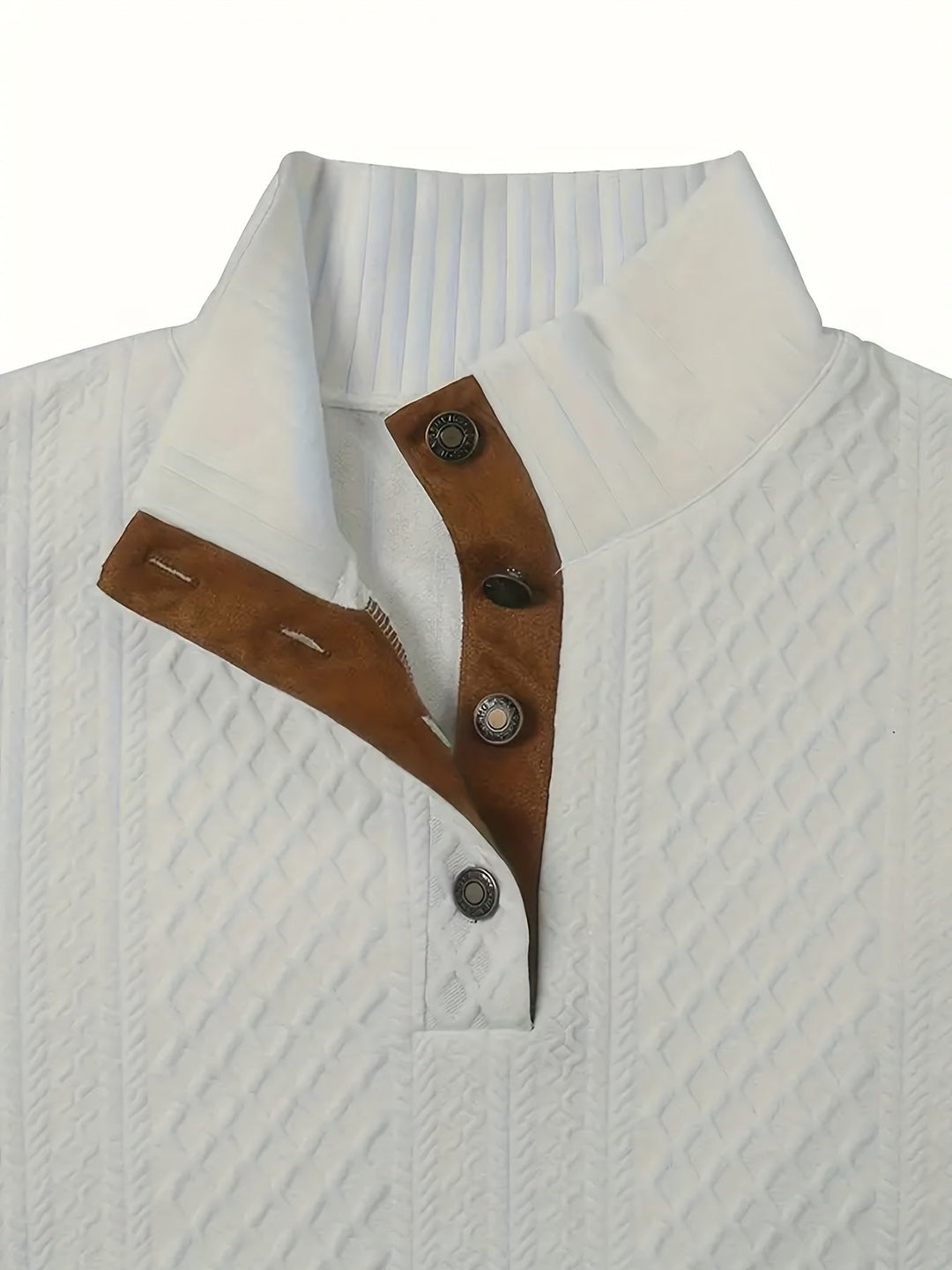 Men's Stand Collar Button Henley Sweater - Relaxed Fit