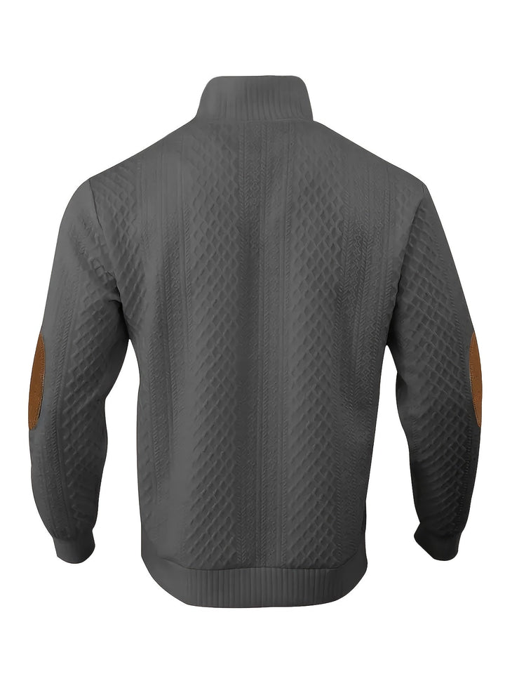 Men's Stand Collar Button Henley Sweater - Relaxed Fit