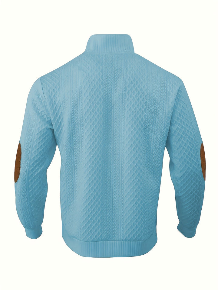 Men's Stand Collar Button Henley Sweater - Relaxed Fit