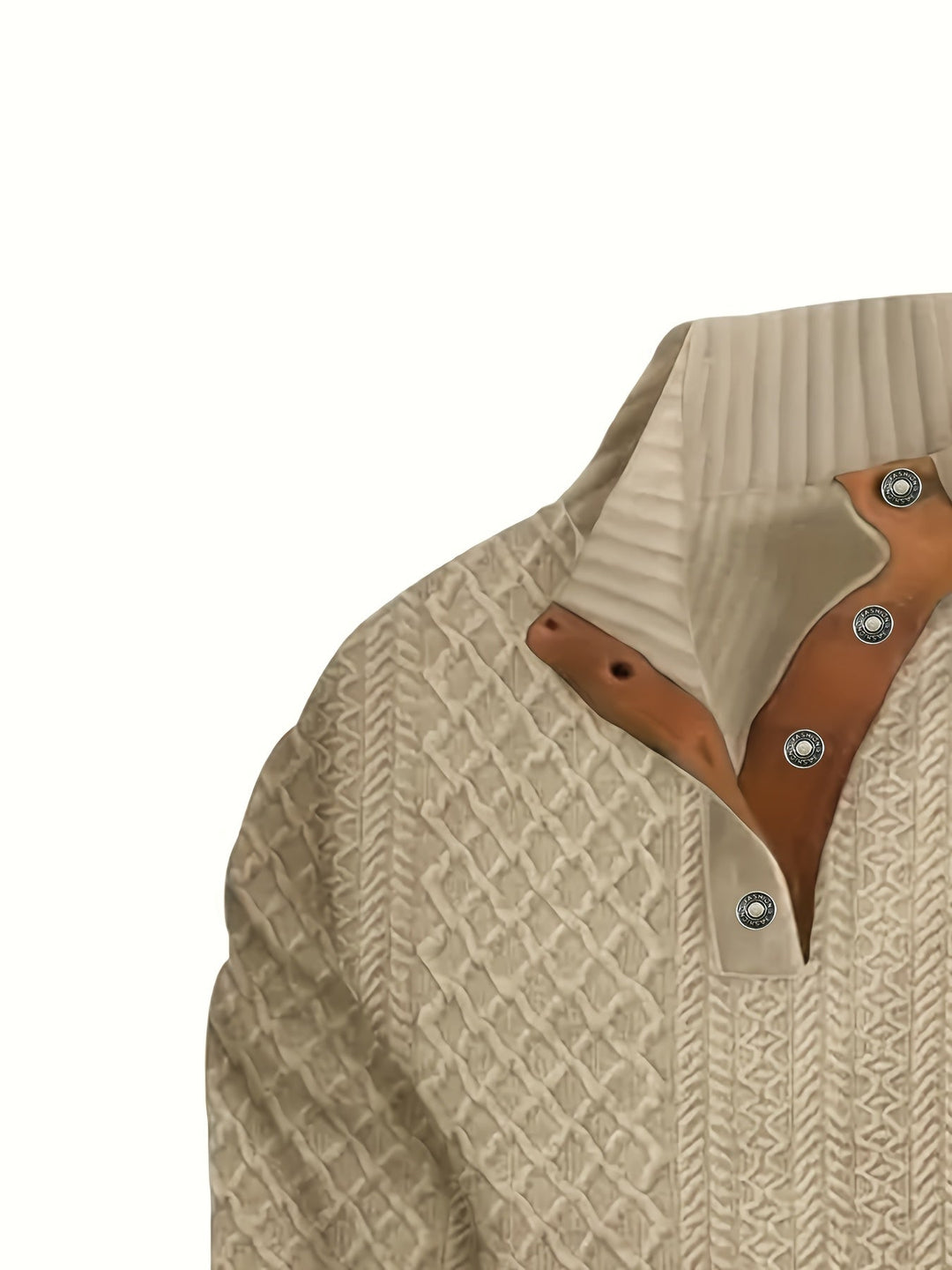 Men's Stand Collar Button Henley Sweater - Relaxed Fit