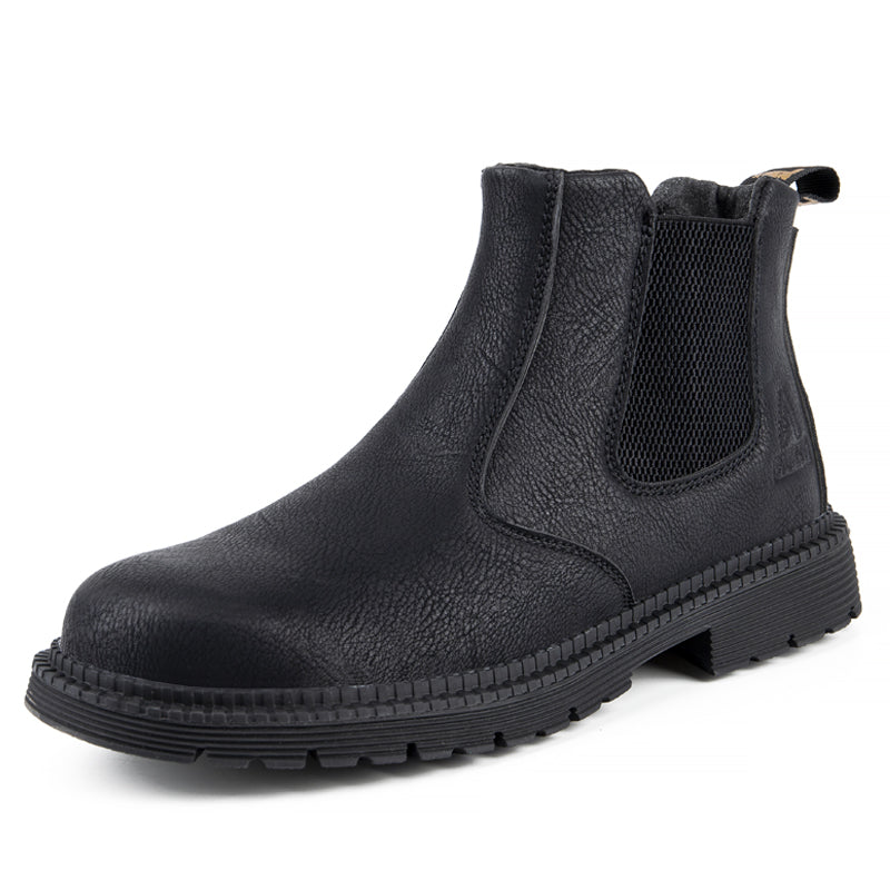 Men's Steel Toe Work Boots - Durable Safety Footwear - Black