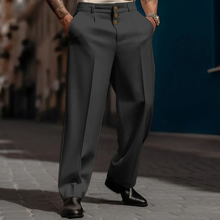 Men's Straight Fit Dress Pants - Comfortable Business Casual - Black