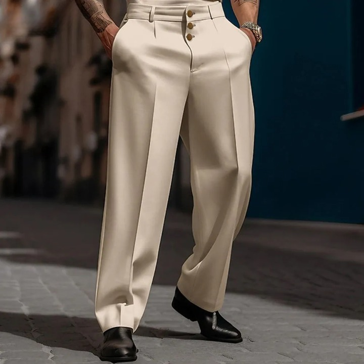 Men's Straight Fit Dress Pants - Comfortable Business Casual - Khaki