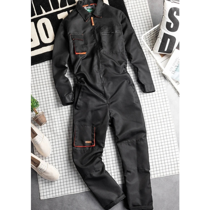 Men's Straight Overall with Zipper - Spring - Black