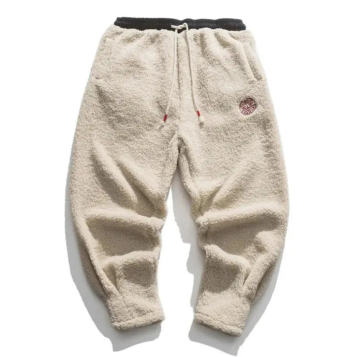 Men's Straight Pants with Drawstring - Winter Comfort - Cream
