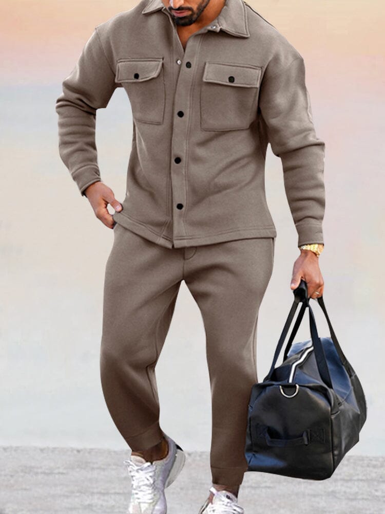 Men's Straight Two-Piece Set - Button-Up Spring Outfit