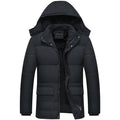 Men's Streamlined Winter Jacket with Hood - Modern Black