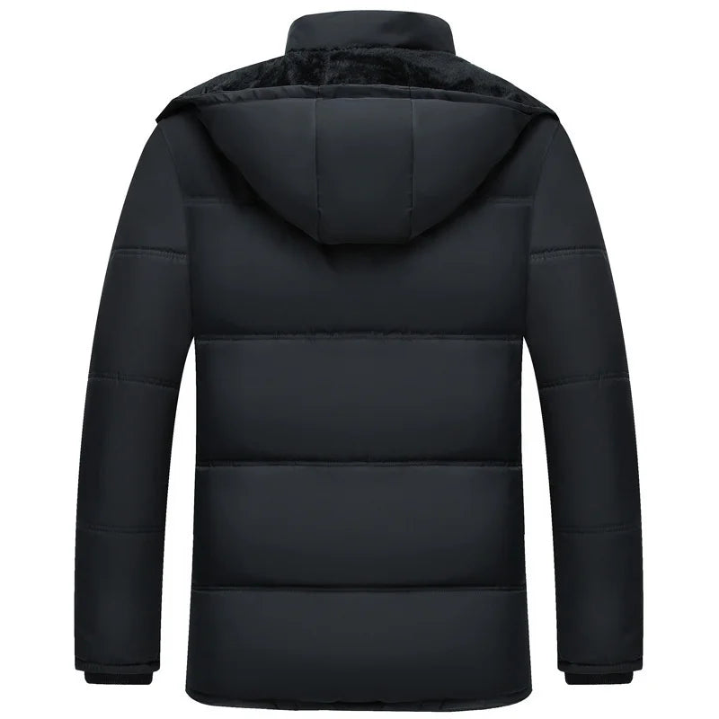 Men's Streamlined Winter Jacket with Hood - Modern Black