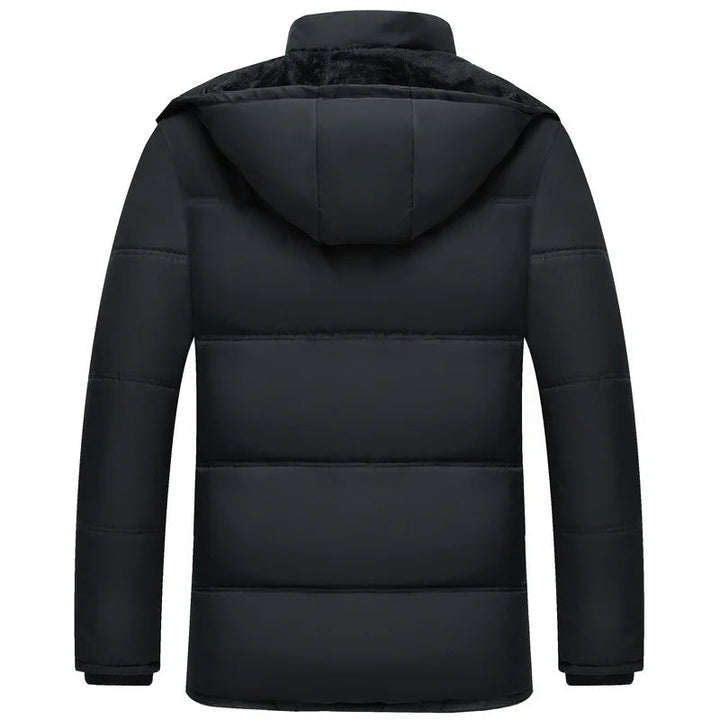 Men's Streamlined Winter Jacket with Hood - Modern Black