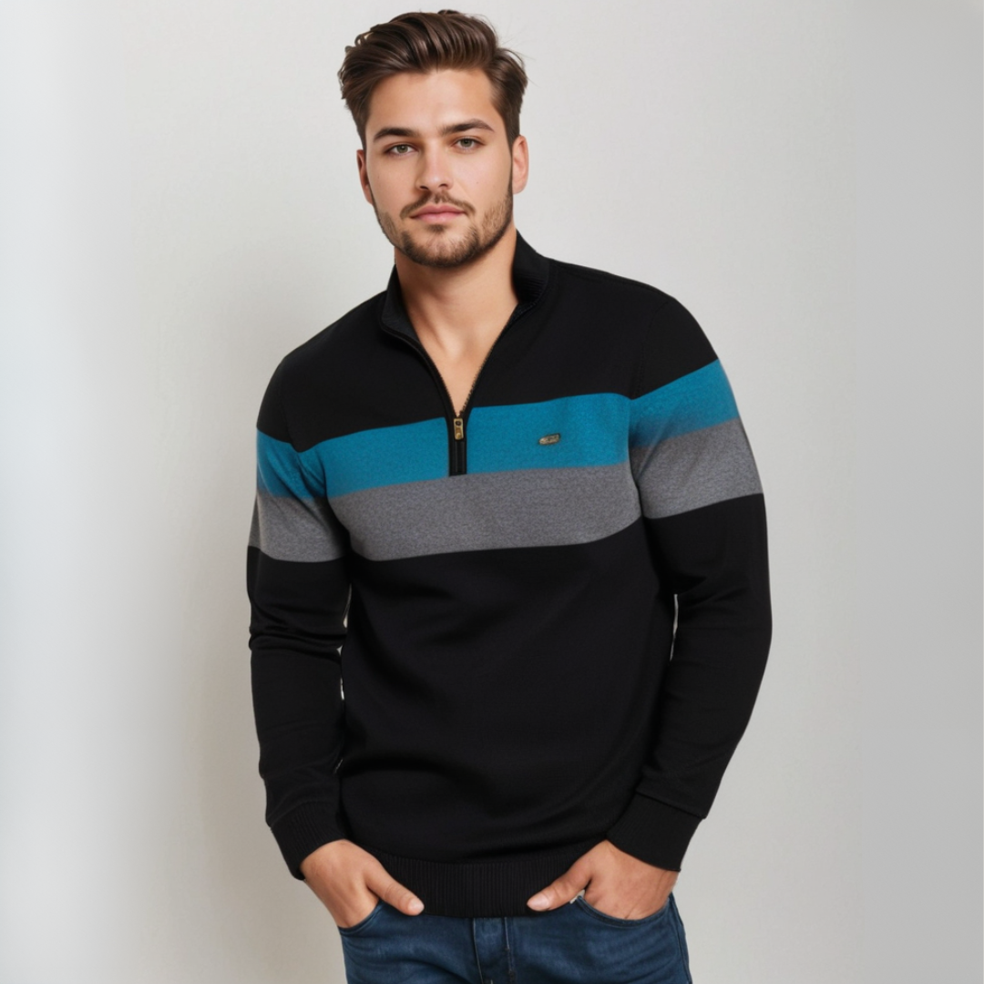 Men's Striped Crew Neck Sweater - Casual Comfort Knit