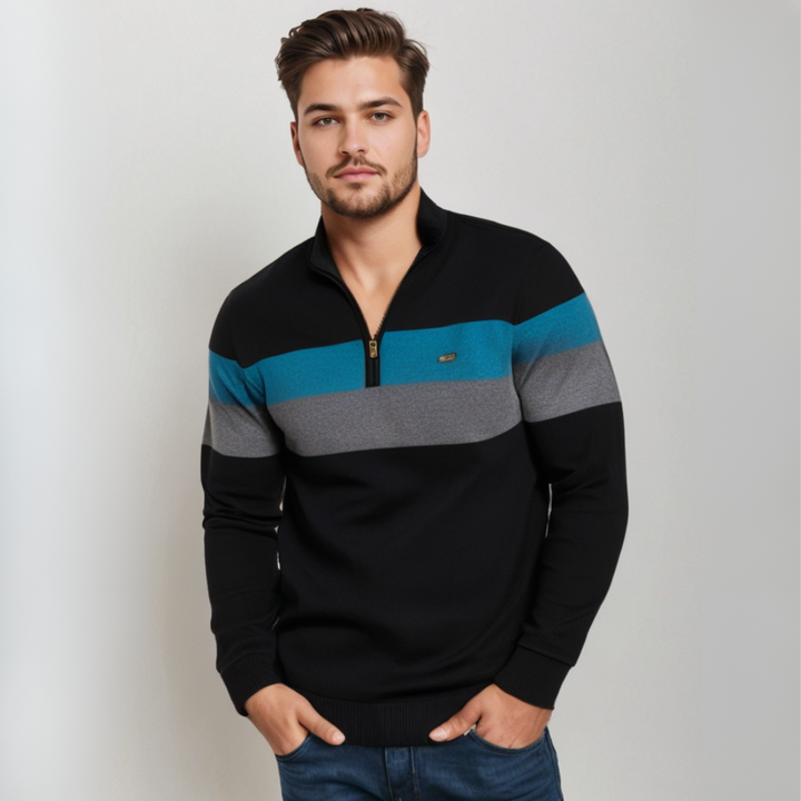 Men's Striped Crew Neck Sweater - Casual Comfort Knit