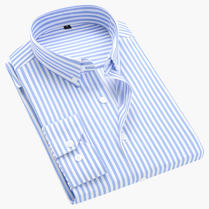 Men's Striped Dress Shirt - Classic Collar - Blue
