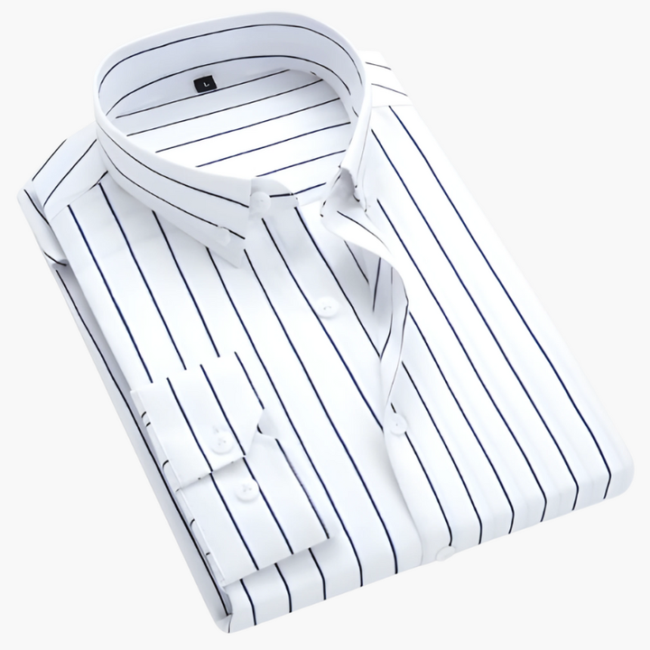Men's Striped Dress Shirt - Classic Collar - White