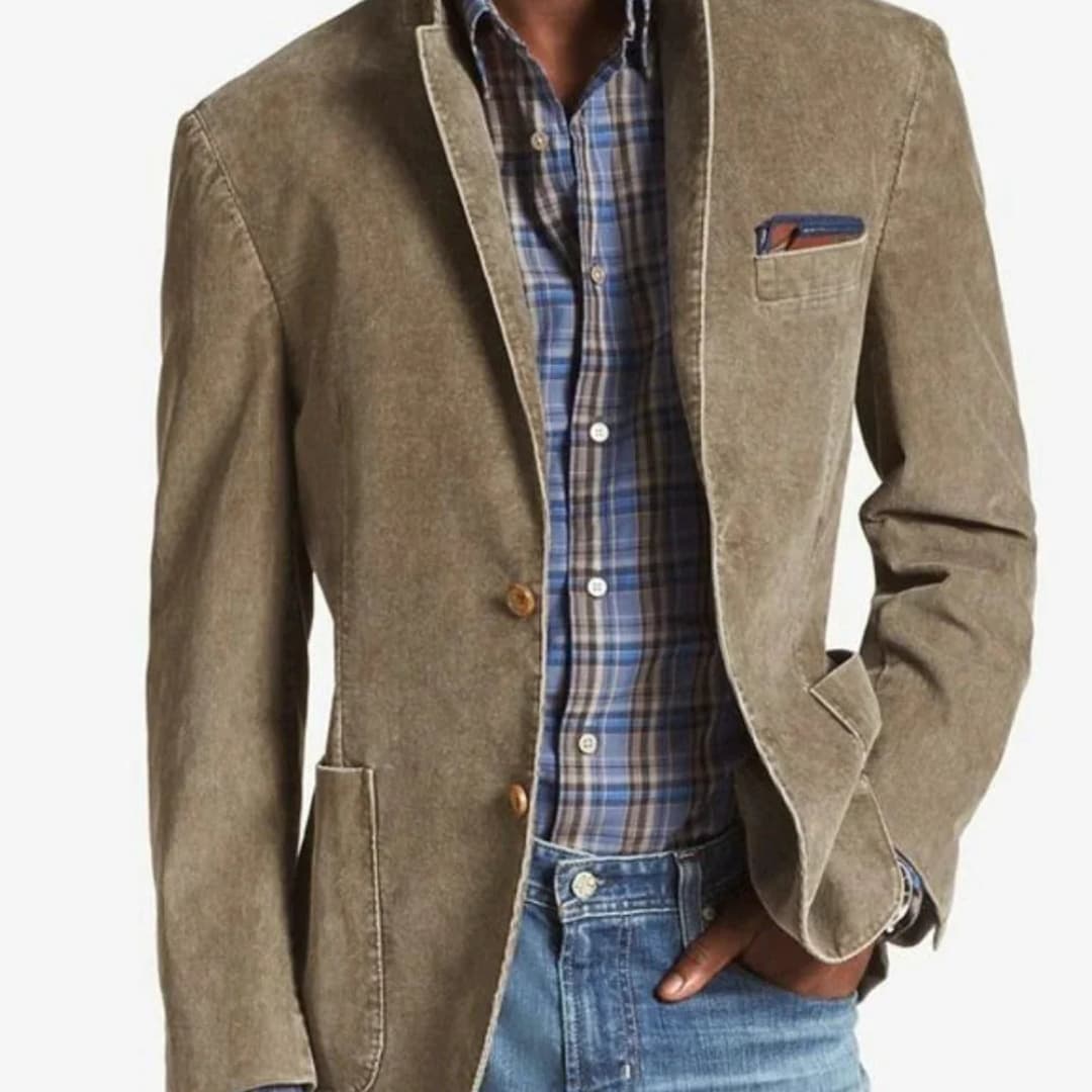 Men's Structured Blazer - Classic Tailored Fit - Green