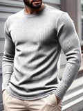Men's Structured Knit Sweater - Classic Crew Neck