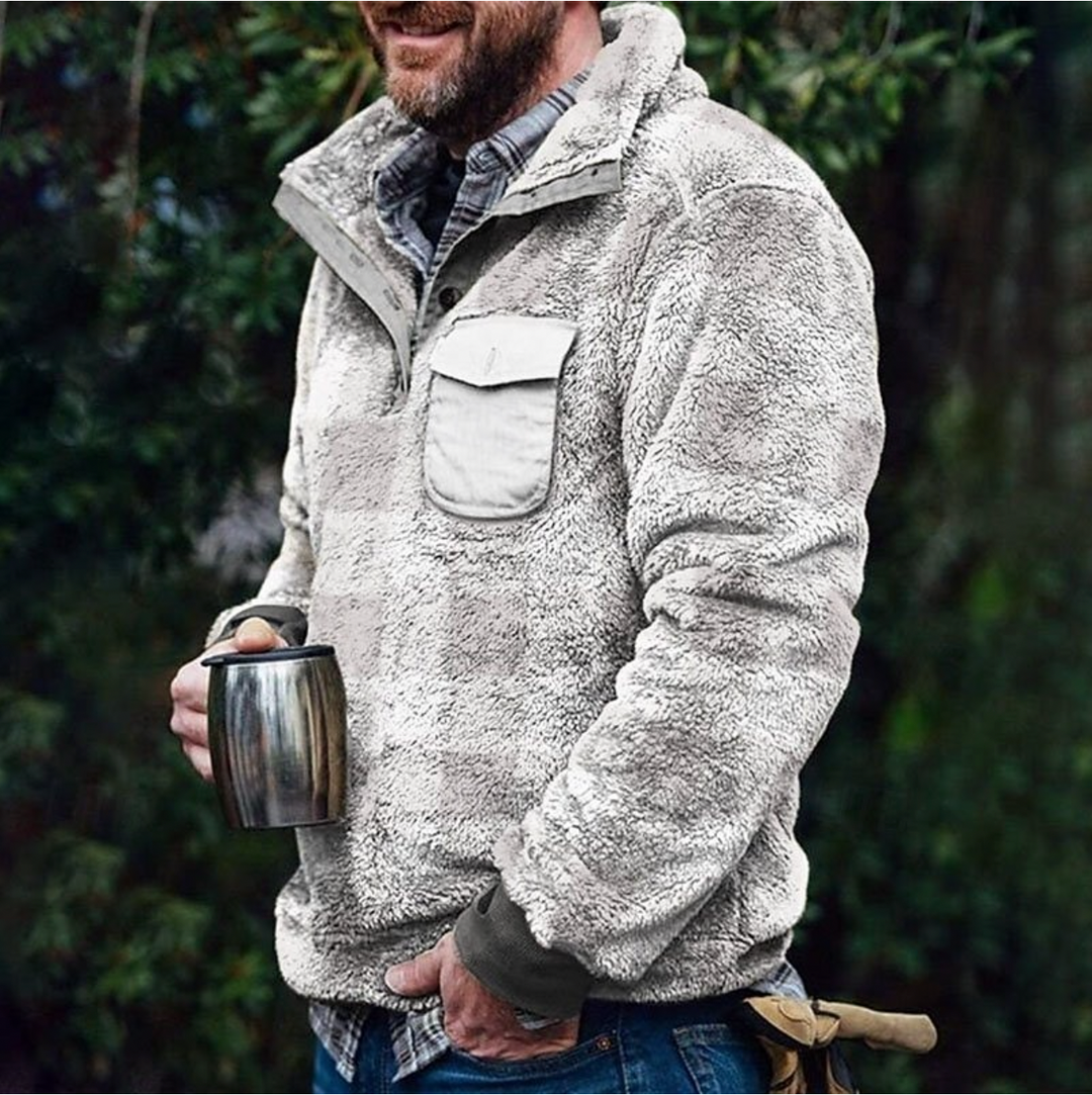 Men's Sweater with Collar - Casual Comfort - Grey