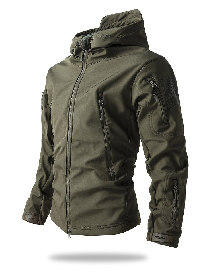 Men's Tactical Winter Jacket - Warm Outdoor Cargo Coat - Green