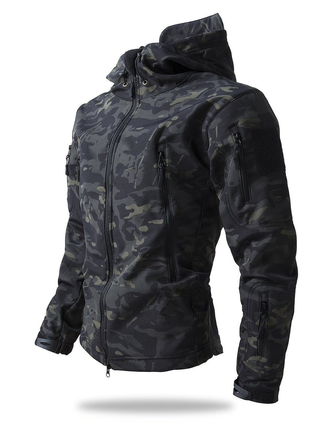 Men's Tactical Winter Jacket - Warm Outdoor Cargo Coat - Night Camo