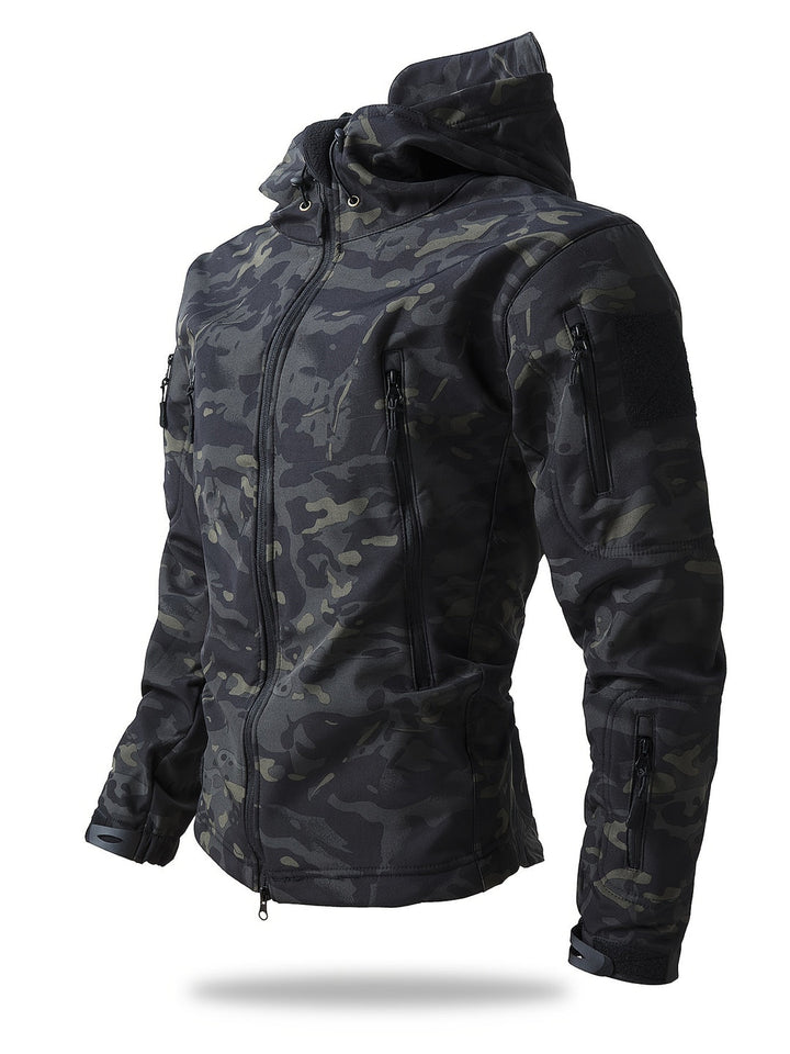 Men's Tactical Winter Jacket - Warm Outdoor Cargo Coat - Night Camo