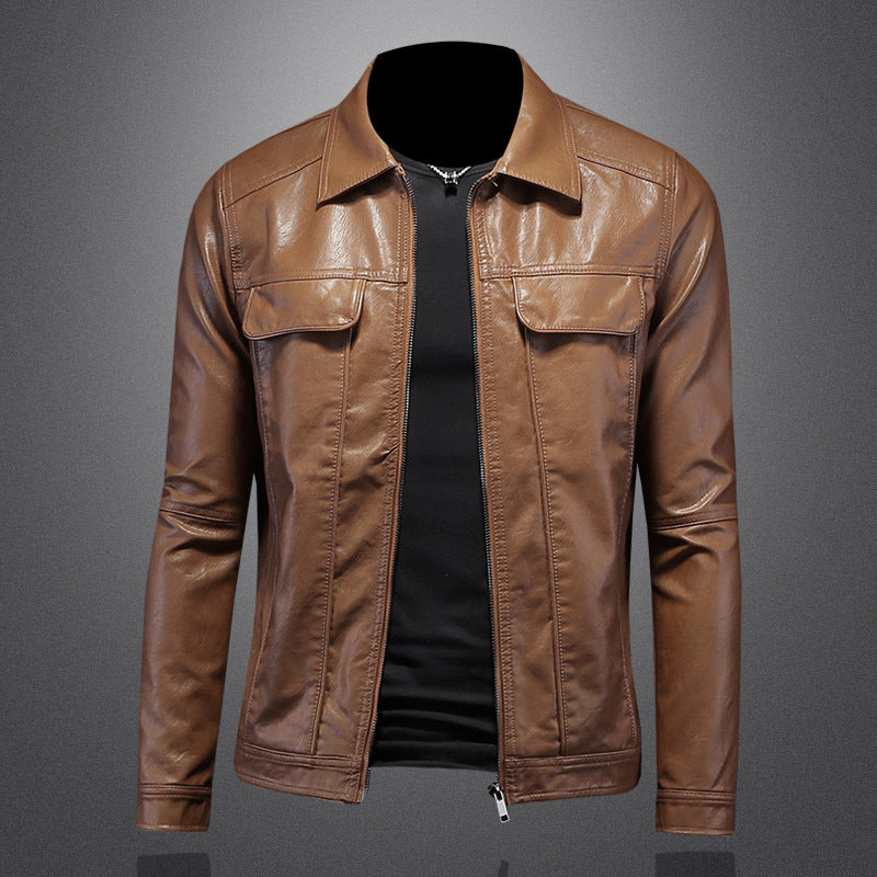 Men's Tailored Blazer with Zip Closure - Modern Autumn - Brown