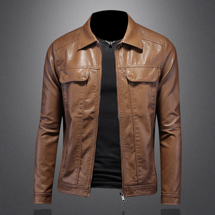 Men's Tailored Blazer with Zip Closure - Modern Autumn - Brown