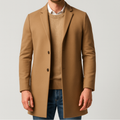 Men's Tailored Trench Coat - Winter Button Closure
