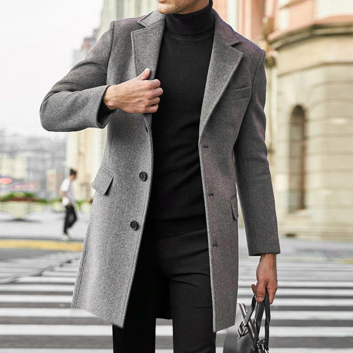 Men's Tailored Winter Coat – Long Elegant Fit - Grey