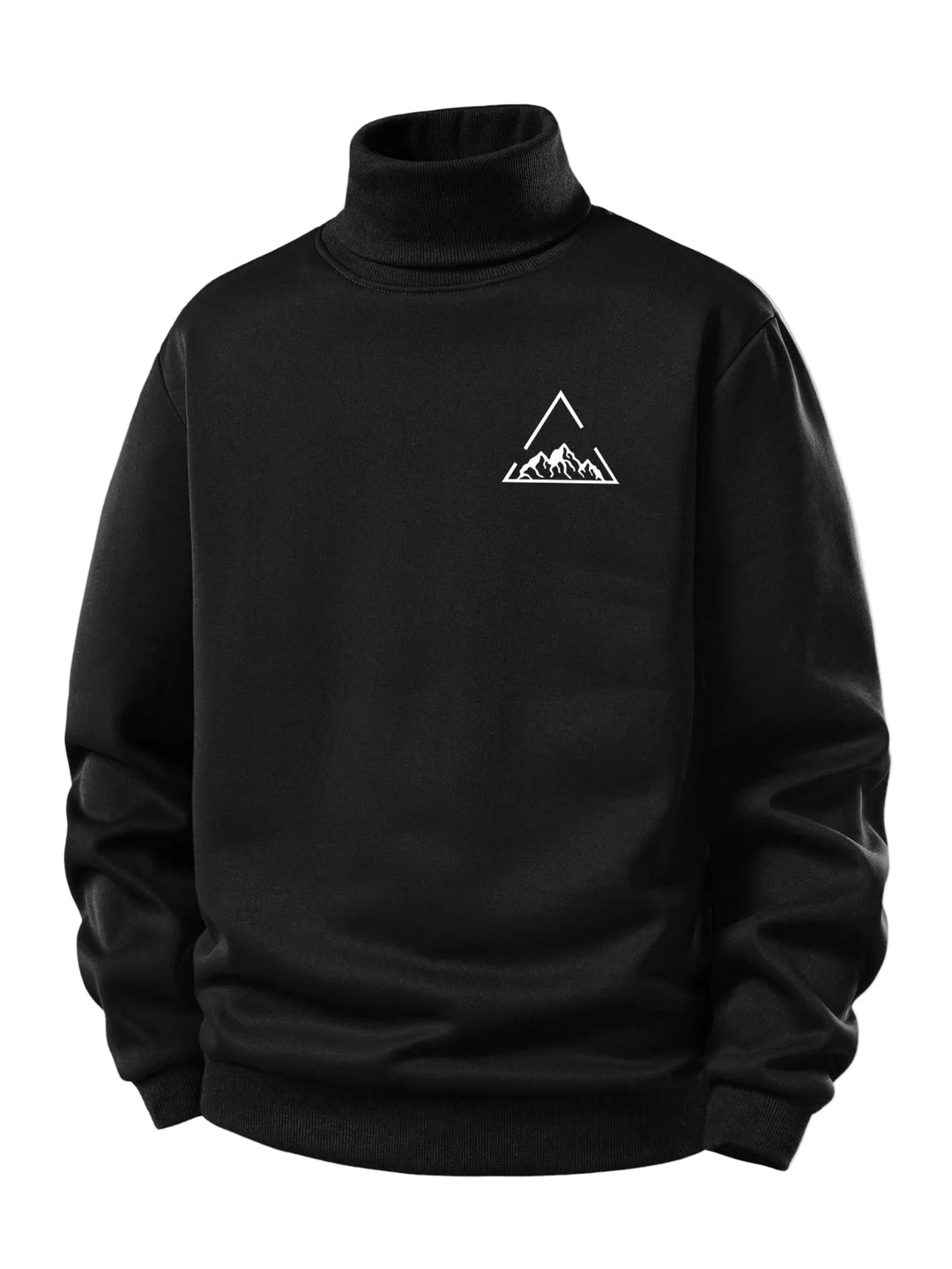 Men's Teddy Fleece Turtleneck Sweatshirt – Warm Regular Fit Pullover - Black