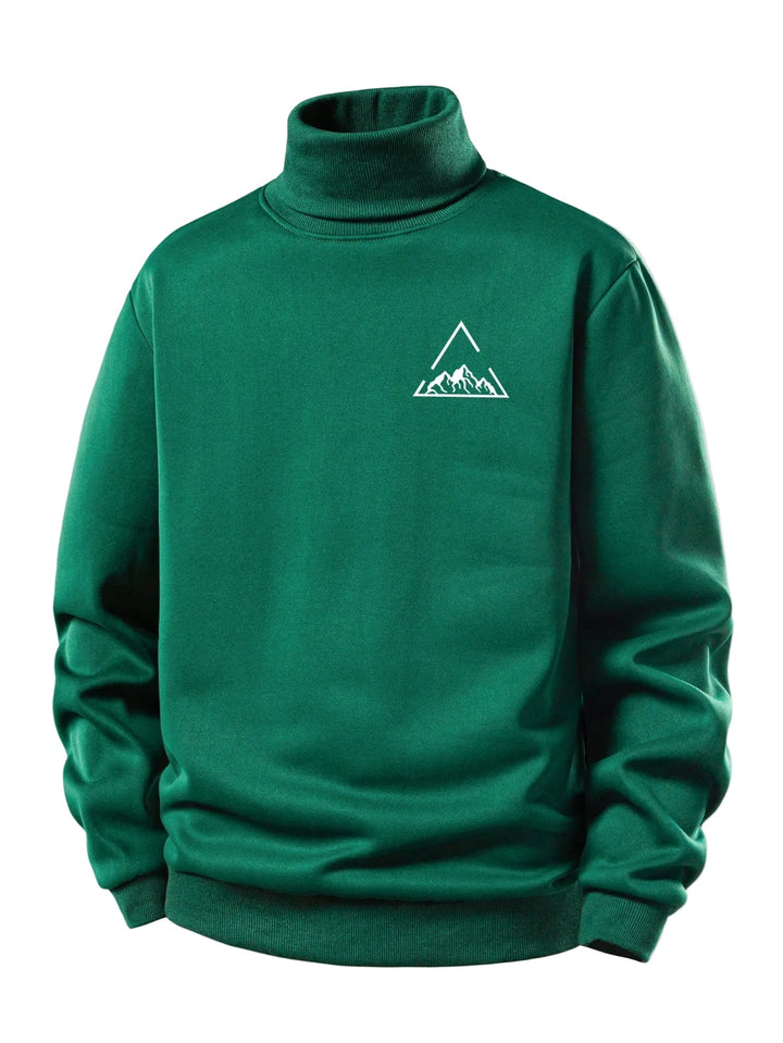 Men's Teddy Fleece Turtleneck Sweatshirt – Warm Regular Fit Pullover - Dark Green