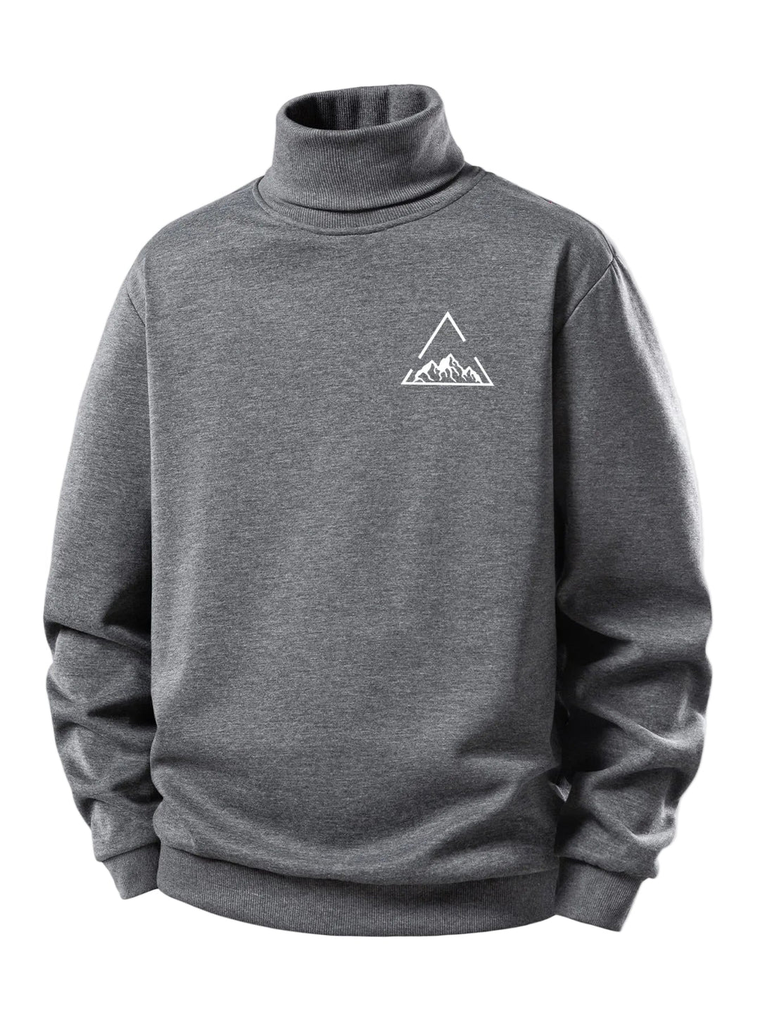 Men's Teddy Fleece Turtleneck Sweatshirt – Warm Regular Fit Pullover - Grey