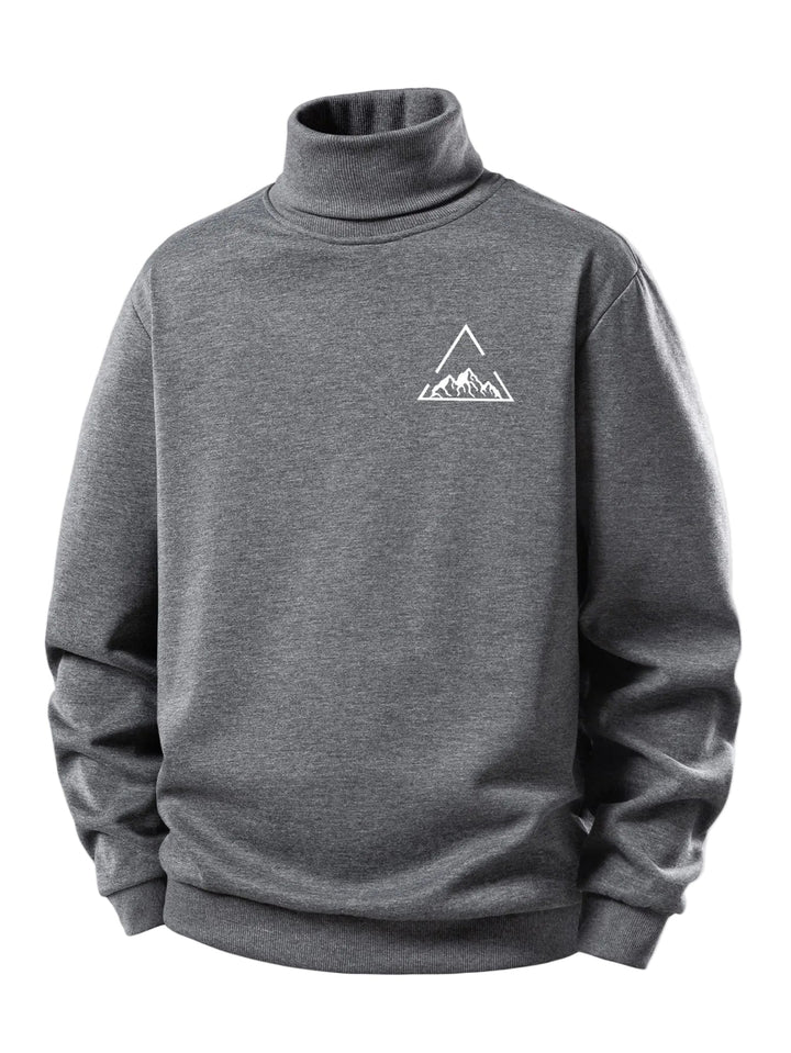Men's Teddy Fleece Turtleneck Sweatshirt – Warm Regular Fit Pullover - Grey