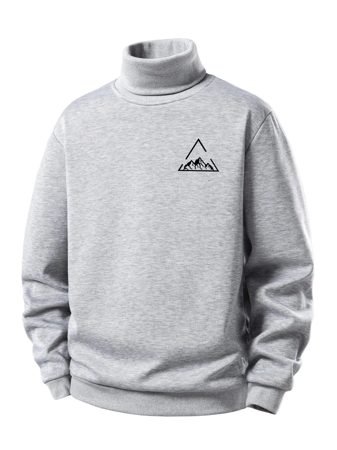 Men's Teddy Fleece Turtleneck Sweatshirt – Warm Regular Fit Pullover - Light Grey