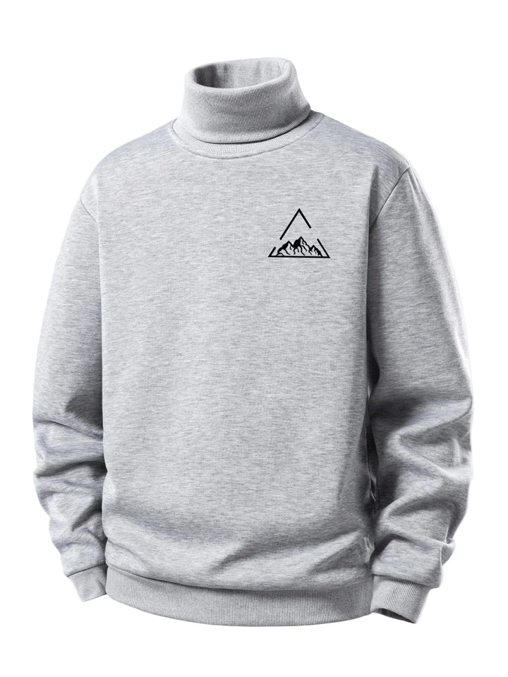 Men's Teddy Fleece Turtleneck Sweatshirt – Warm Regular Fit Pullover - Light Grey