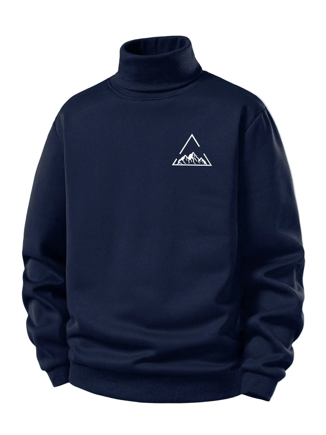 Men's Teddy Fleece Turtleneck Sweatshirt – Warm Regular Fit Pullover - Navy