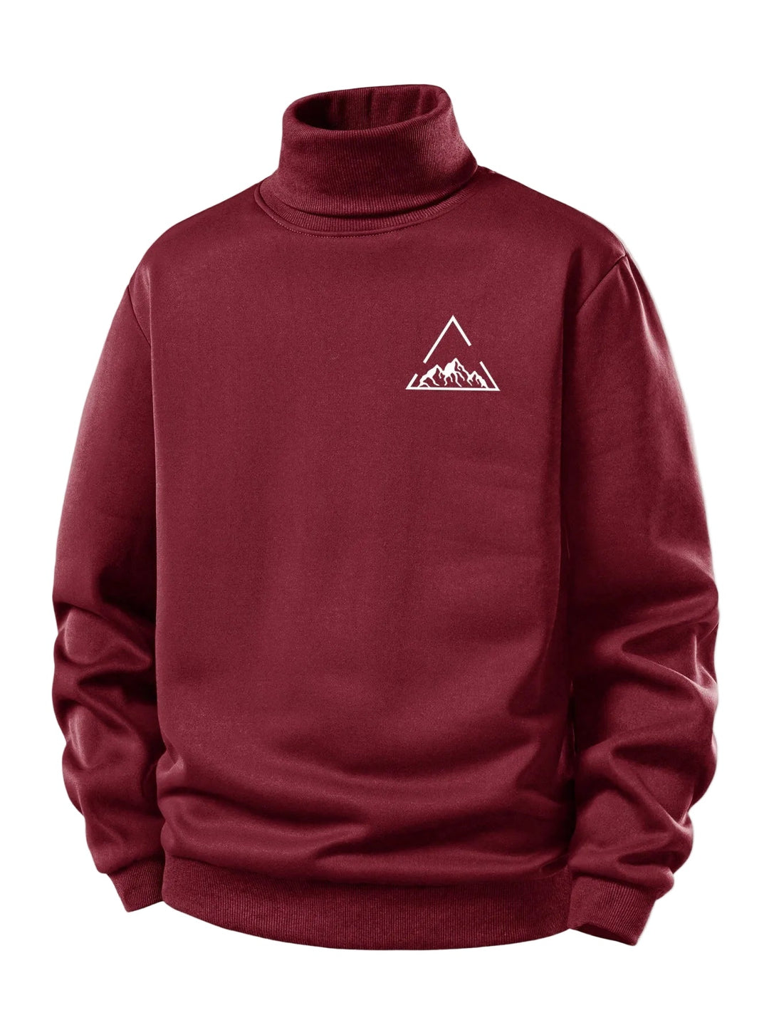 Men's Teddy Fleece Turtleneck Sweatshirt – Warm Regular Fit Pullover - Wine Red